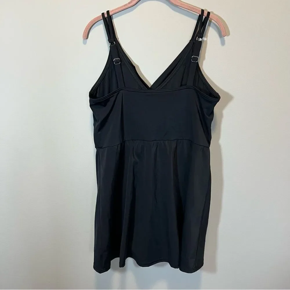Lands’ End Black Swim Dress Swimsuit‎ Large 14-16
